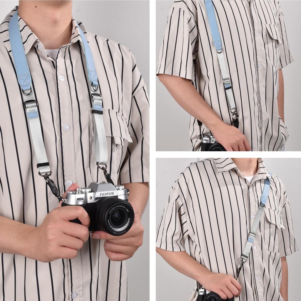 VOVMOEYA Kamerakamera Halsrem med Triangelring för och Kompatibel med Fuji Kompakt och Spegellös Total Axelremsväska eller Halsrem med Hängande PU