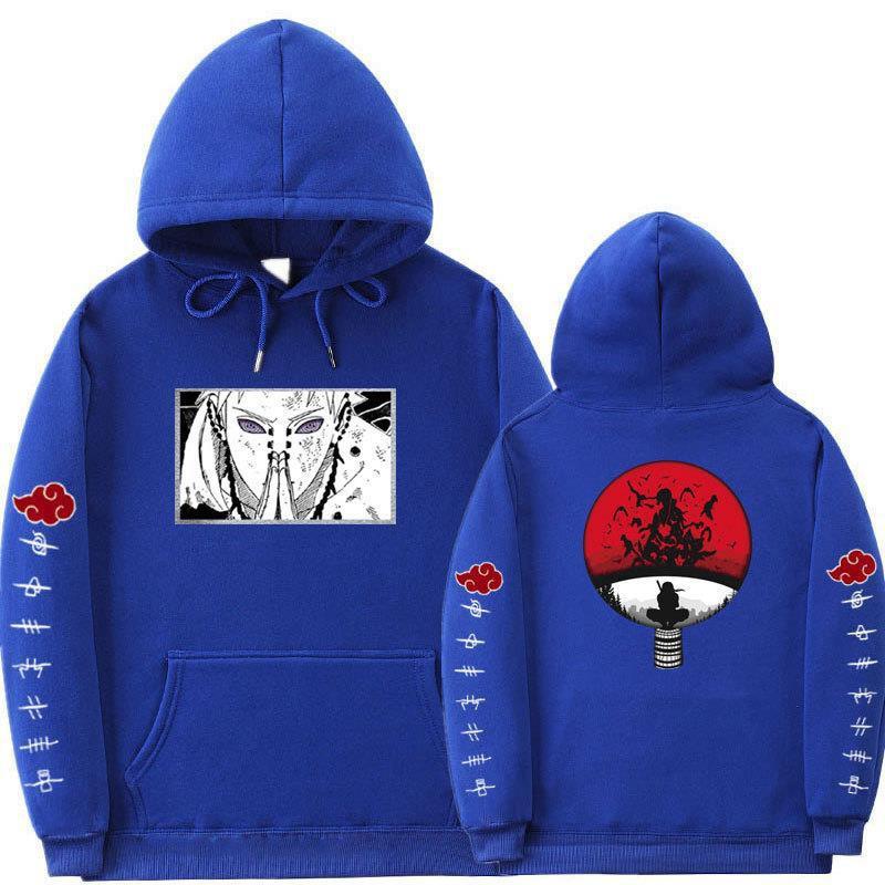 Mens Oversized Hooded Sweatshirt With Naruto Anime Print Fleece-Lined Streetwear Teens Fall Season