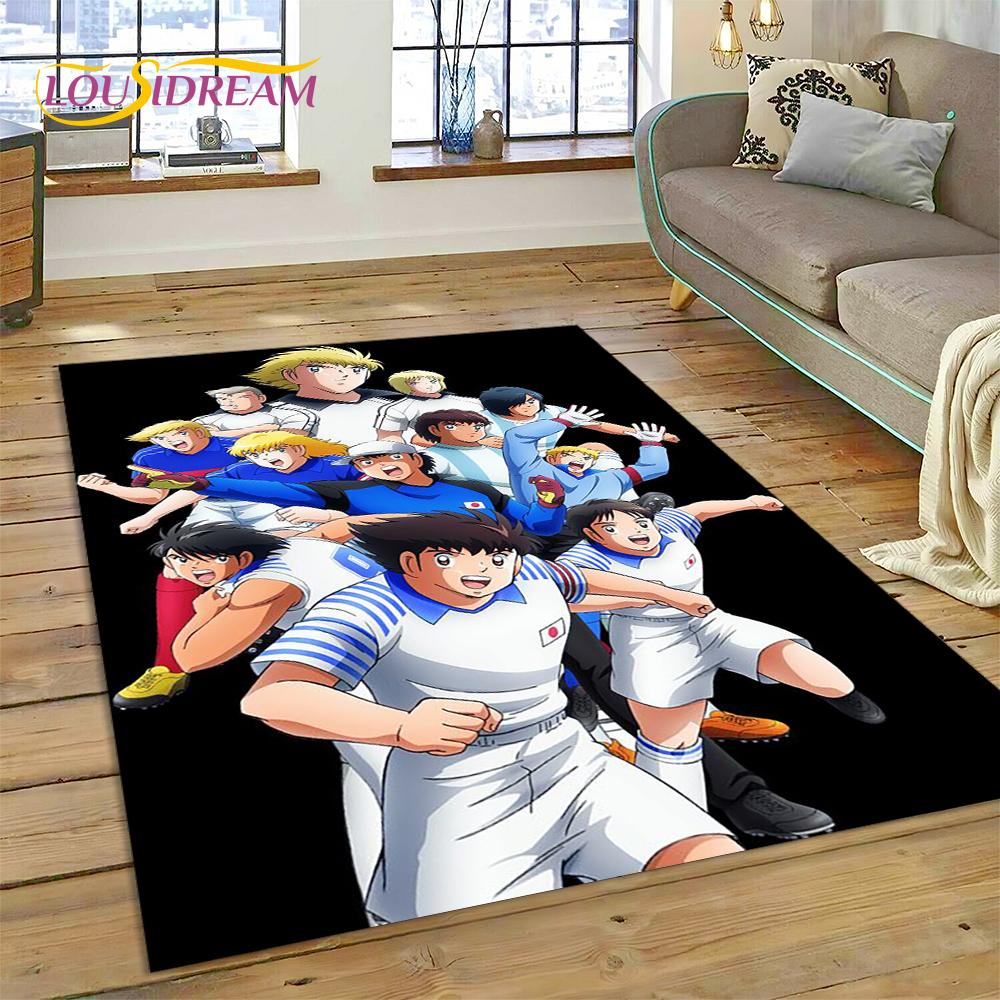3D kreslený fotbalový koberec Kapitán Tsubasa pro obývací pokoj, ložnici, domácí dekorace, protiskluzová podložka na podlahu, dekorace na pohovku, rohožka