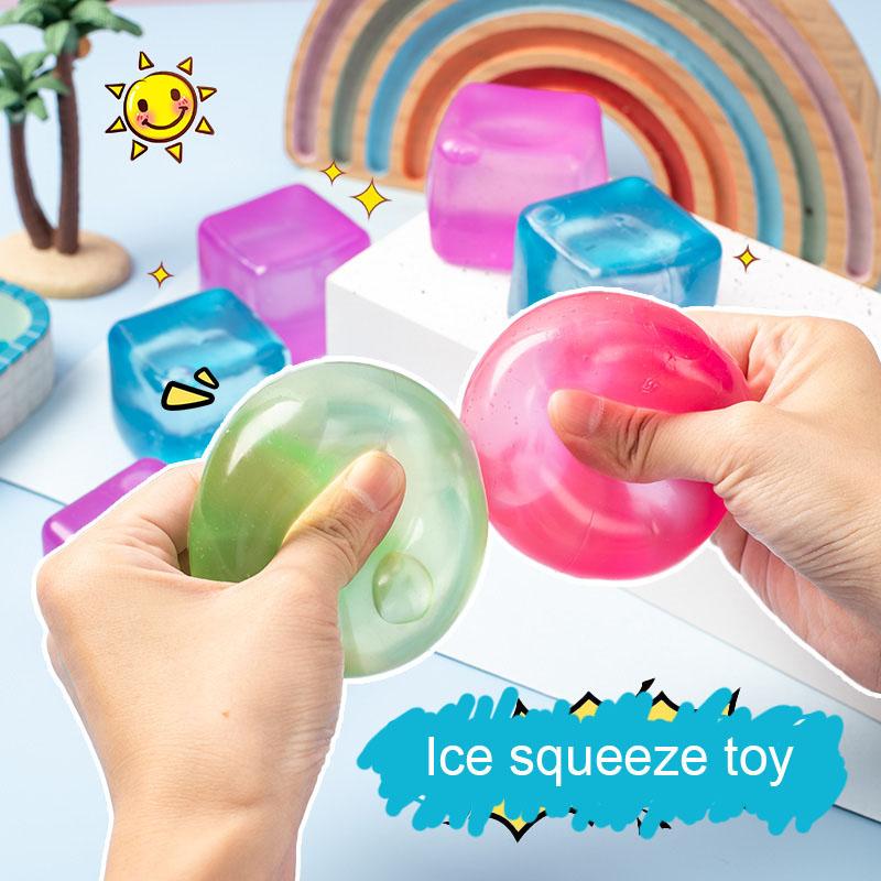 4 Colors Soft Ice Cubes Squishy Toys Stress Relief Balls Slow Rebound Sensory Fidget Toy For Kids Party Favors Birthday Gifts