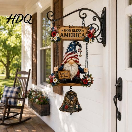 Melodious Wind Chime Bell Rustic Garden Gnome Bell Large Gnomes Welcome Hanging Doorbell Sun-resistant Ornament Decor for Front Porch Patio