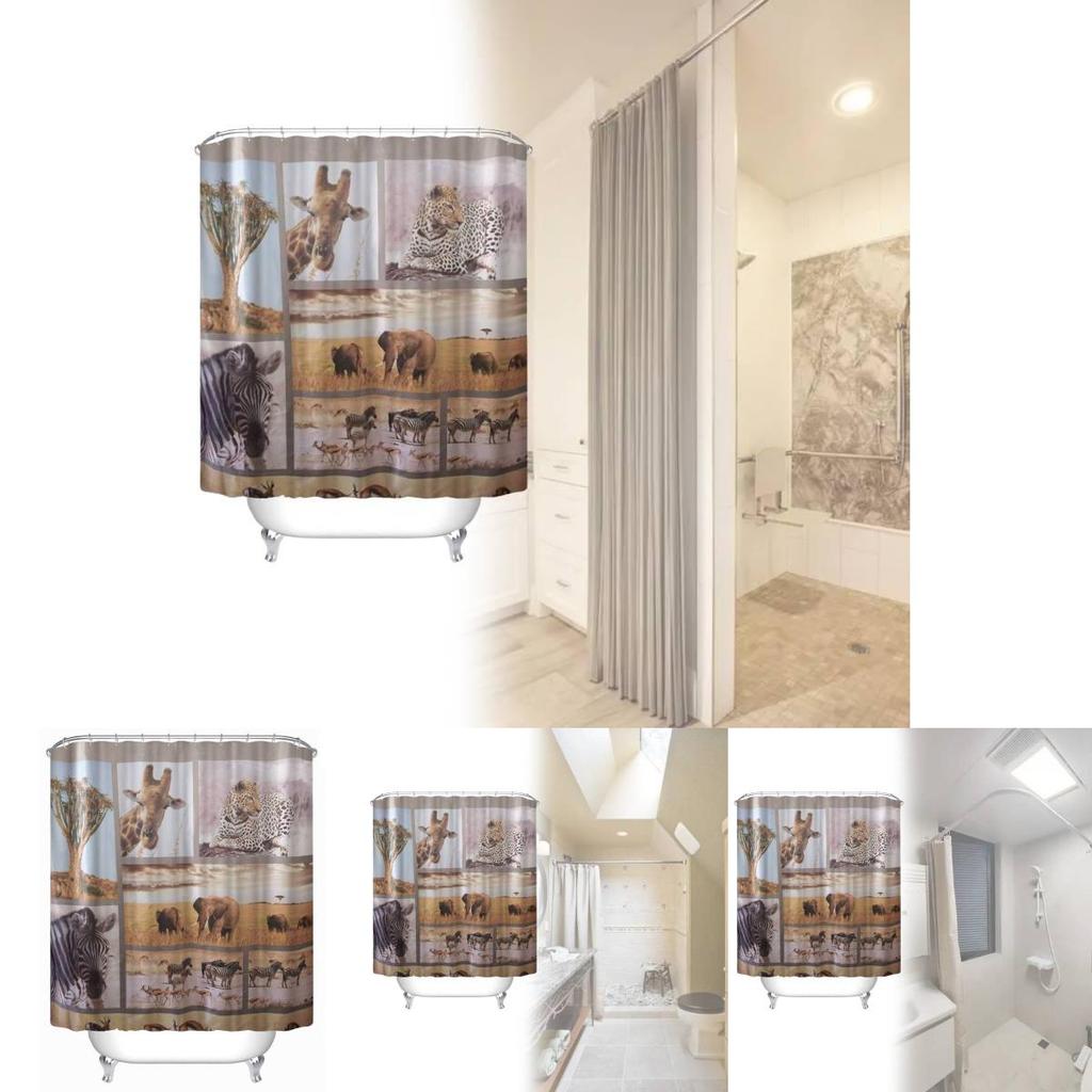 Animal Shower Curtain Peva Waterproof Bathroom Divider For Home Use
