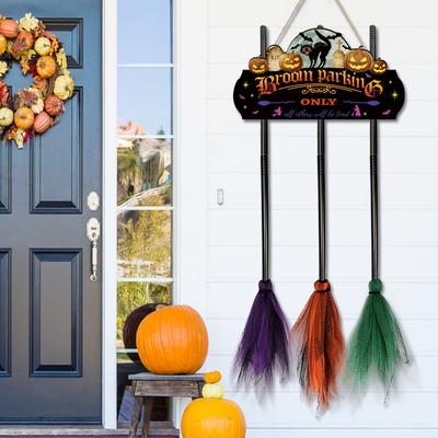 Halloween Dekoration Besen Schild 3 Hexenbesen für Veranda Wand Home Office Innen Außen Wand Halloween Dekoration