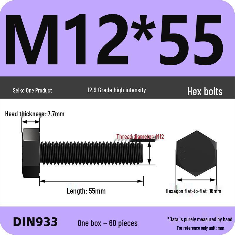 High Strength Class 12.9 Hex Bolt Set: M4-M16 Sizes