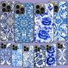 Blue White Porcelain Pattern Phone Case For Iphone 17 Air 15 Pro 14 Plus 16 Pro Max 12 13 Mini 11 16E X XS Cover Cute Fundas