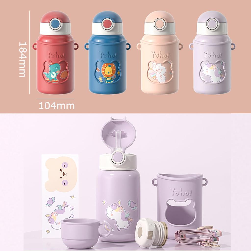 Fexmoy Vacuum Insulated Thermos Water for with Stainless Direct Insulates Cold and Hot Cute and Includes Straw Water Bottle and Shoulder Easy To Clean