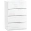 4-Drawer Wooden Chest of Drawers, Anti-Tip, 55x33x80 Cm, Glossy White