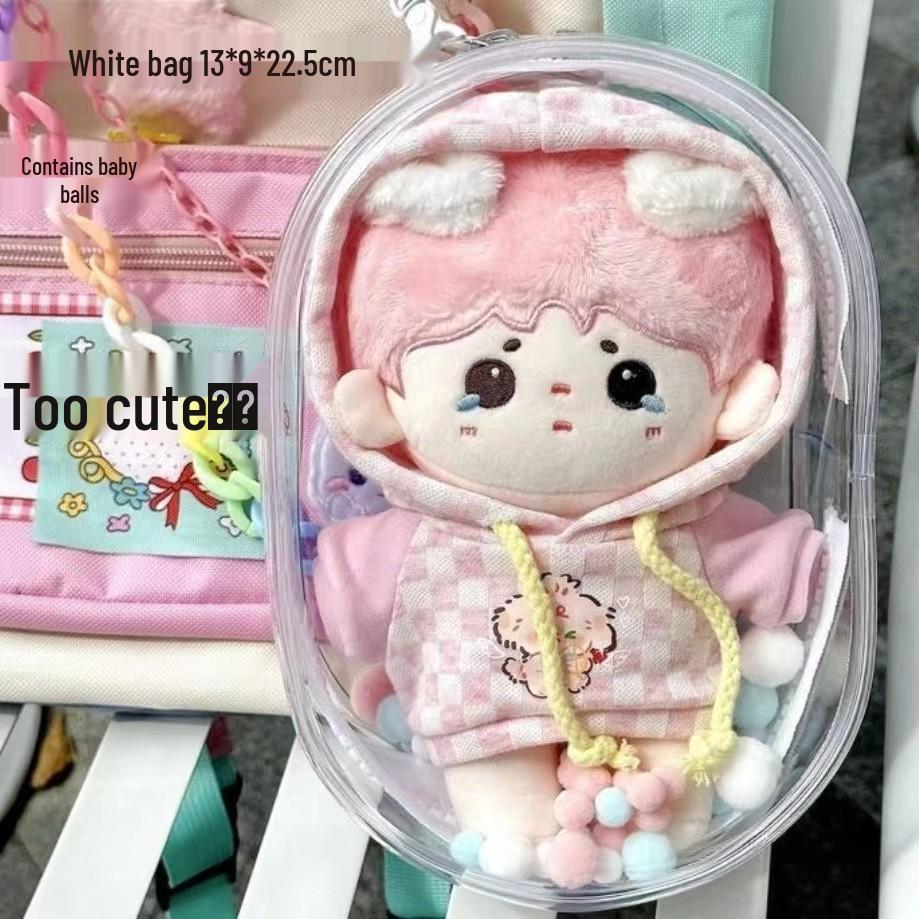 Pop Mart Transparent PVC Baby Stroller Bag - 3D Sun Design, 20cm Blind Box Display Storage Bag