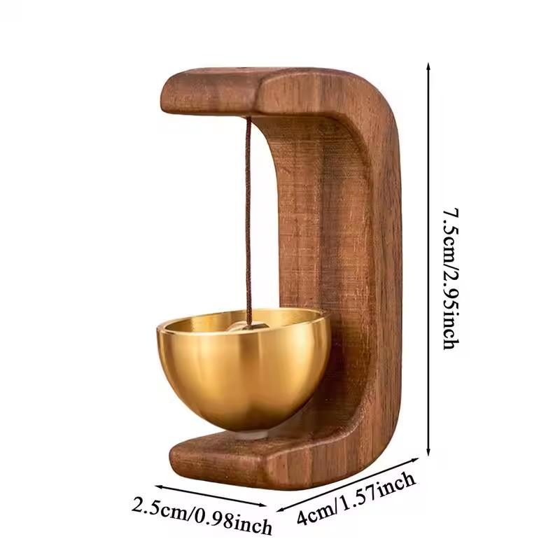 Doorbell Solid Wooden Magnetic Brass Wind Chimes Dopamine Style Meditation Bells for Bedroom Door Boho Zen Gift for Mindfulness