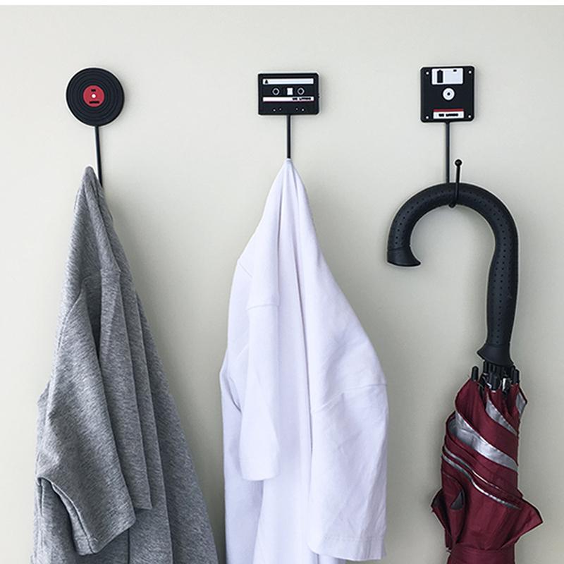 Retro Records Magnetic Tape Wall Hook Hanger kitchen doors back hooks Storage Shelf Dishcloth Rack Towel Holder Home Decor