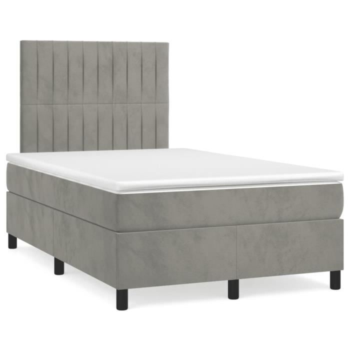 3143133 vidaXL Divan Bed and Mattress Light Grey 120x200cm Velvet