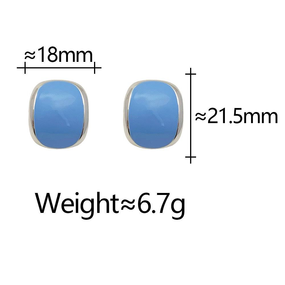 Retro French Geometric Oval Enamel Earrings - Versatile & Simple Ear Ornaments