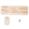 Wireless Keyboard and Mouse 68 Keys Cute Retro Round Keycap Typewriter Keyboard with Wireless Mouse 3 Computer Keyboard and Mouse Set for Home Office