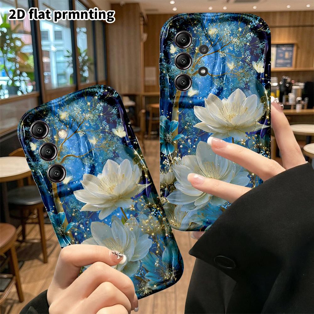 Phone Case: 2D Samsung Galaxy A34 A35 M05 M06 S20 S22 S21 FE Plus 5G Case, Dark Night White Lotus Forest, Christmas and Halloween Gift