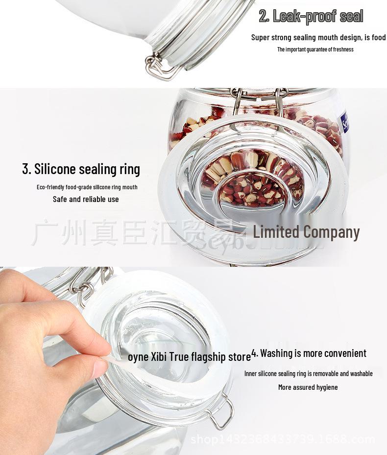 Xibisi Ge 0.75L Stainless Steel Buckle Glass Storage Jar CMD0080