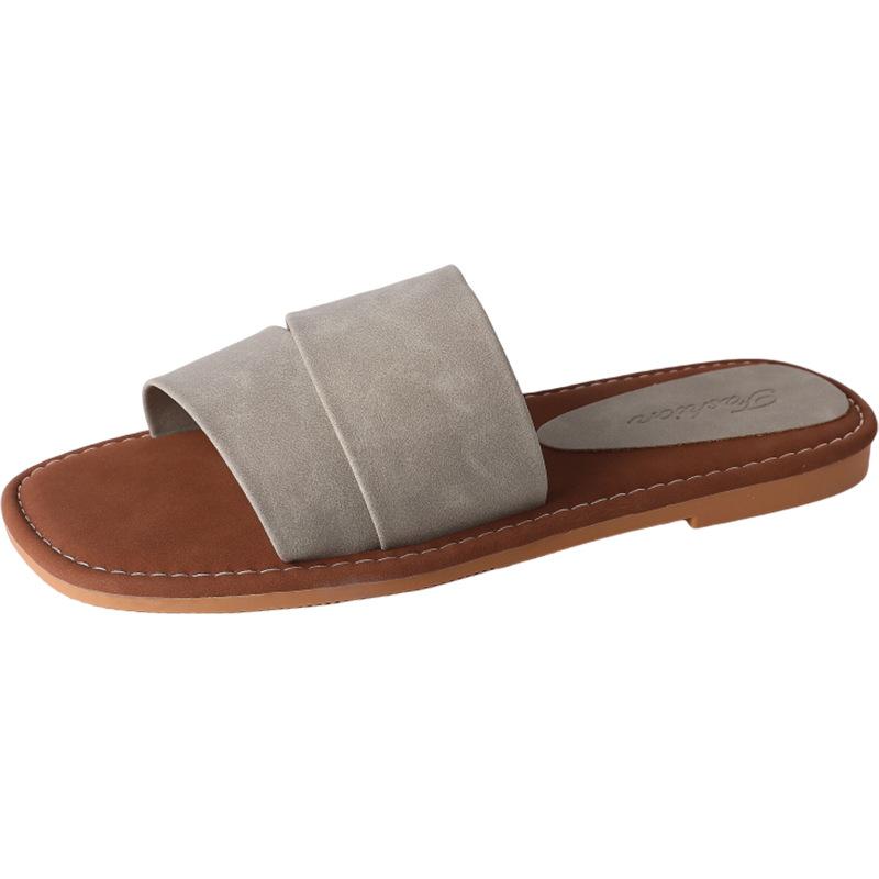 Fan Jieya Fashion French Slippers Women's 2025 Summer New Outer Wear Flat Bottom Sandals Seaside Vacation Beach One Word