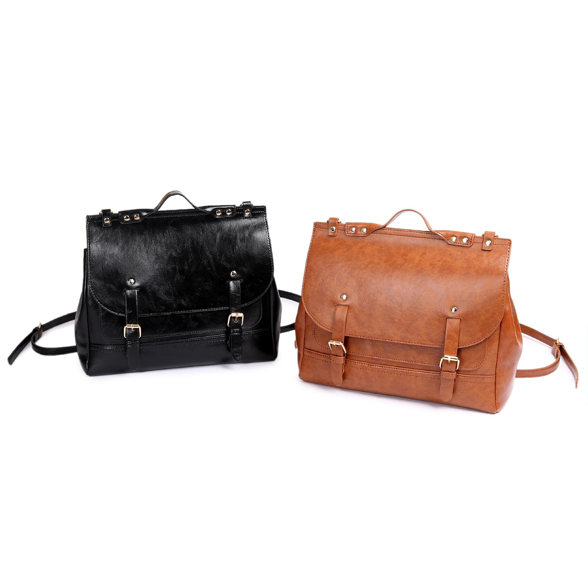 Wucifang Bags Women's Brown Double Shoulder Crossbody Bag High School Backpack
