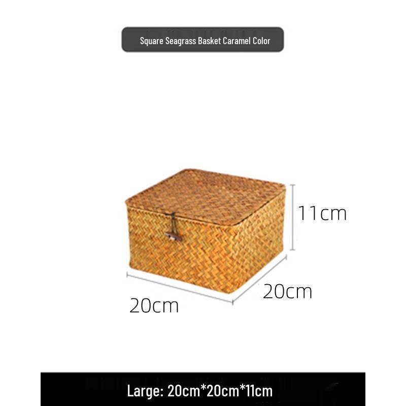 Japanese Style Bamboo Woven Storage Box with Lid - Haili Rattan Souvenir Basket