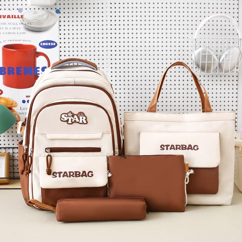 Four-Piece Backpack Set Children's Large Capacity Backpack Junior High School Student Schoolbag College Style Backpack