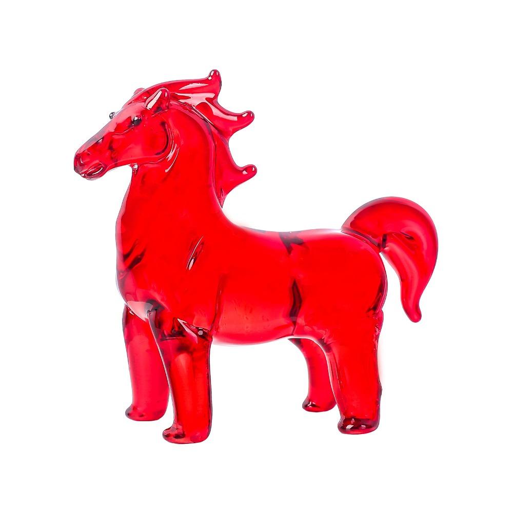 Colorful Decorative Crystal Horse Statue Glass Animal Sculpture  Office Decoration
