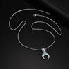 Vintage Green Natural Stone Necklace for Men Boys, Stainless Steel Moon Pendant Necklace, New Fashion Jewelry Gift