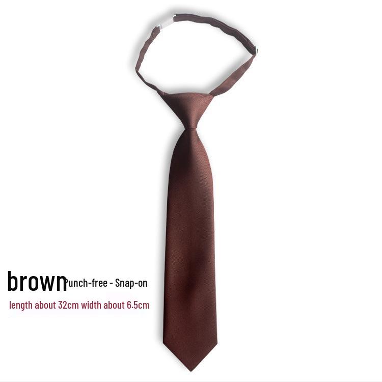 Korean Style No-Tie Lazy Insert Buckle Short Solid Color Tie for Girls - Black, Wine Red, Dark Green