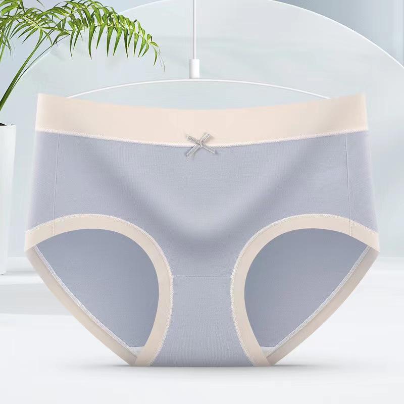 Japanese Style Soft Modal Cotton Mid-Waist Antibacterial Color Block Triangle Panties for Girls