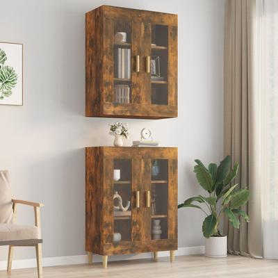 Vidaxl Wall Cabinet, Smoked Oak, 69.5X34X90 Cm