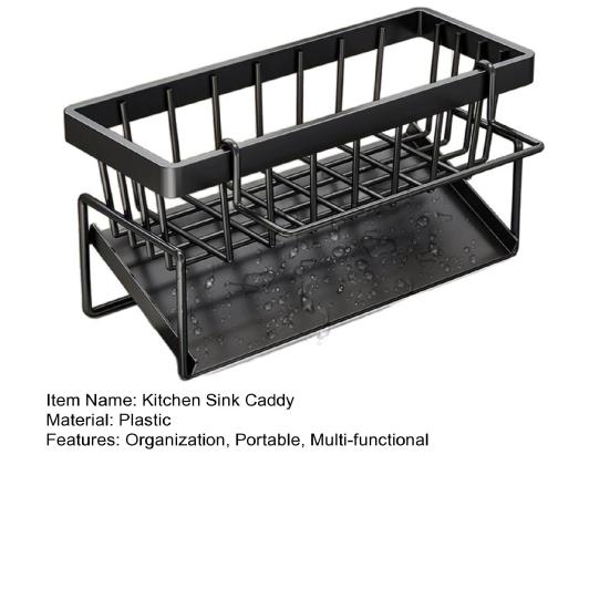 Kitchen Sink Caddy Organizer Plastic Sponge Soap Dish Holder with Dishcloth Hanger Drying Rack And Auto Drain Tray for Kitchen Countertop