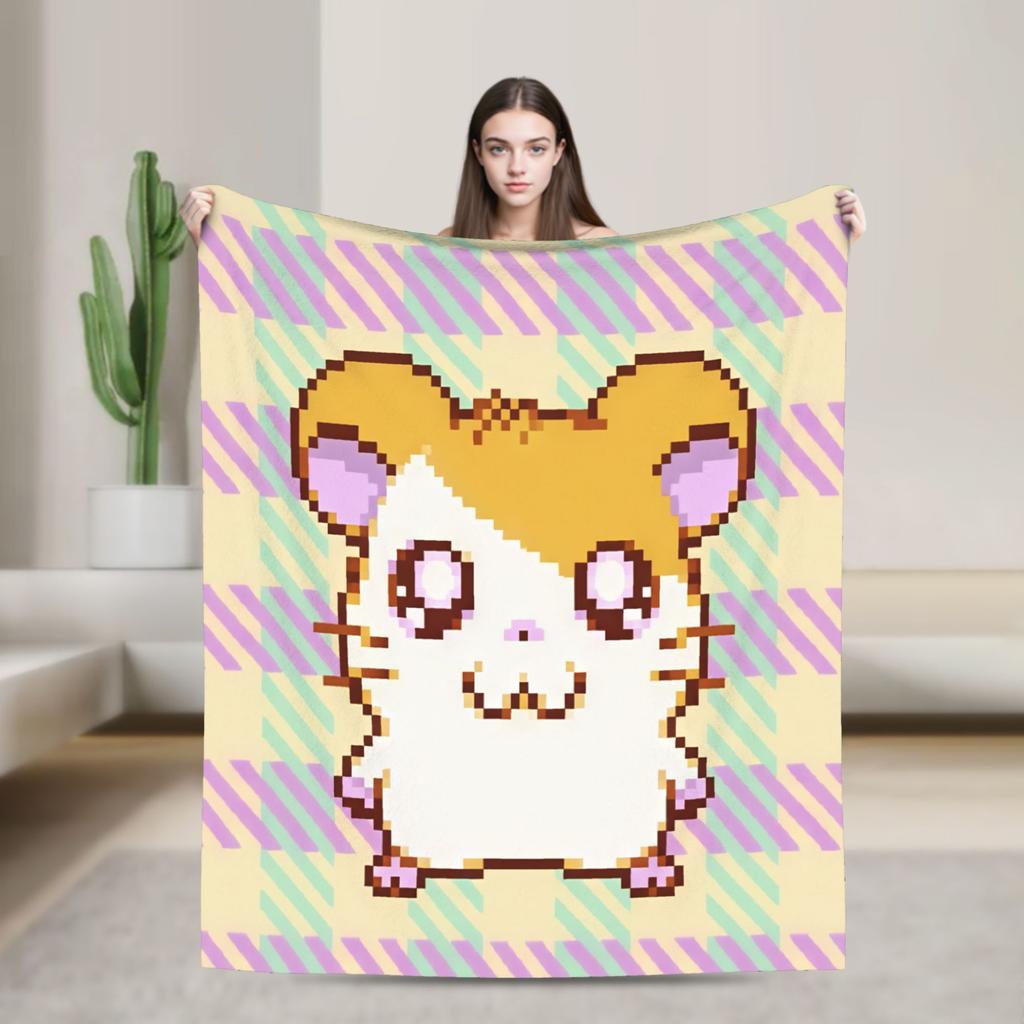 Hamutaro Flannel Blankets Winter Soft Durable Throw Blanket for Boy Girl Outdoor Novelty Bedspread Sofa Bed Cover