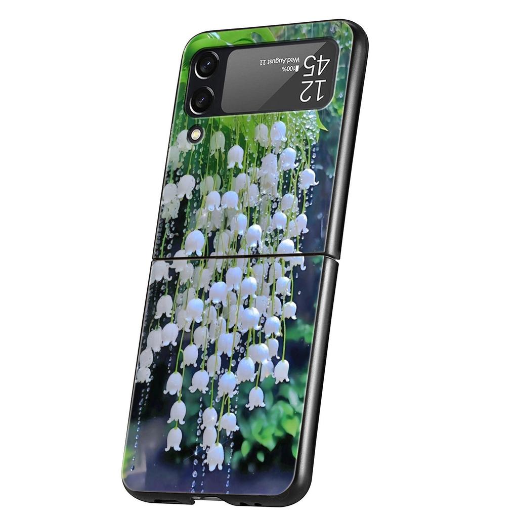 Maiglöckchen Klar Floral Hart-PC Handyhülle Für Samsung Galaxy Z Flip 7 6 5 4 Schwarze Abdeckung Für Galaxy Z Flip3 Faltbare Tasche