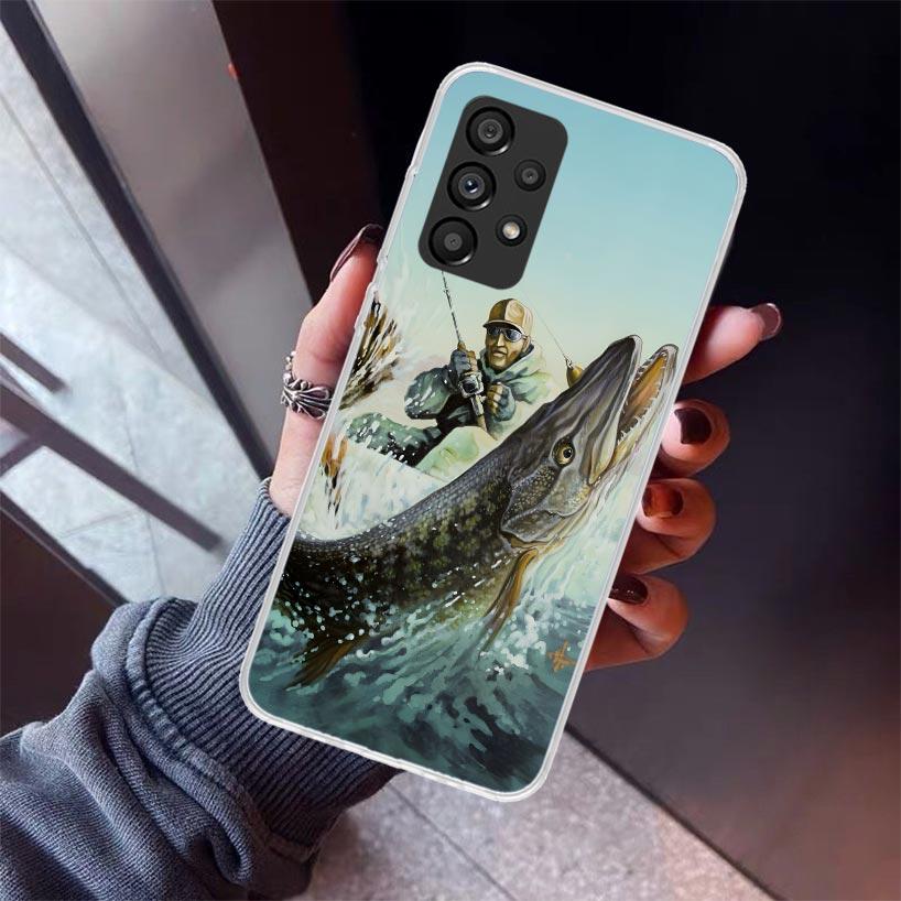 Carp Fish Fishing Rod Hook Phone Case For Samsung Galaxy A52 A51 A50S A32 A22 A12 A02S A72 A71 A31 A70 A30S Note 20 Ultra 10 Plu