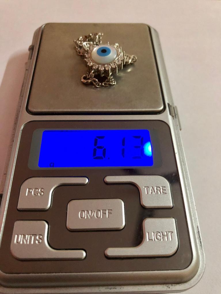 Artisan Crafted 925 Silver Evil Eye Protection Bracelet, Amulet Nazariya, Mother of Pearl Jewelry, Handmade, Handcrafted 7" + 1" Ext, 6.1 Gm
