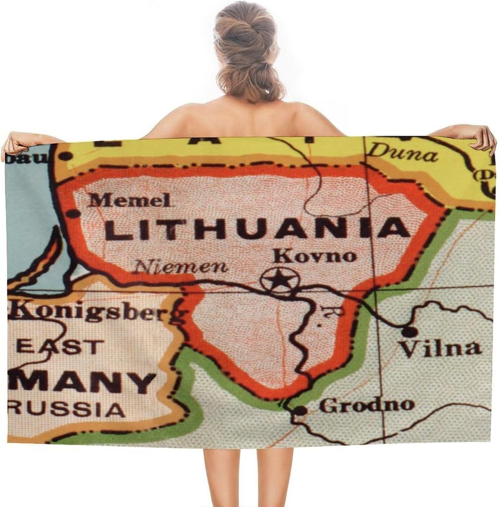 Ręcznik plażowy dla dorosłych, Mapa Danii Ręcznik kąpielowy dla dorosłych Odporny na blaknięcie Kompaktowy Miękki Ręcznik basenowy, Nowoczesny Ręcznik do łazienki Spa Jacuzzi