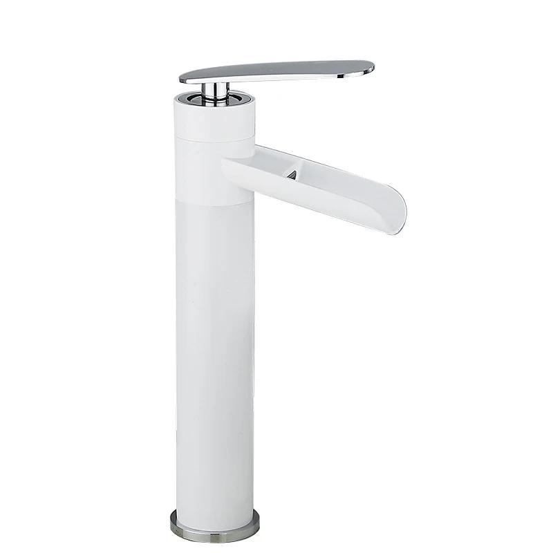 Antique Basin Faucets Waterfall Faucet Bathroom Black Sink Taps Single Lever Hot and Cold Water Mixer Taps Black White