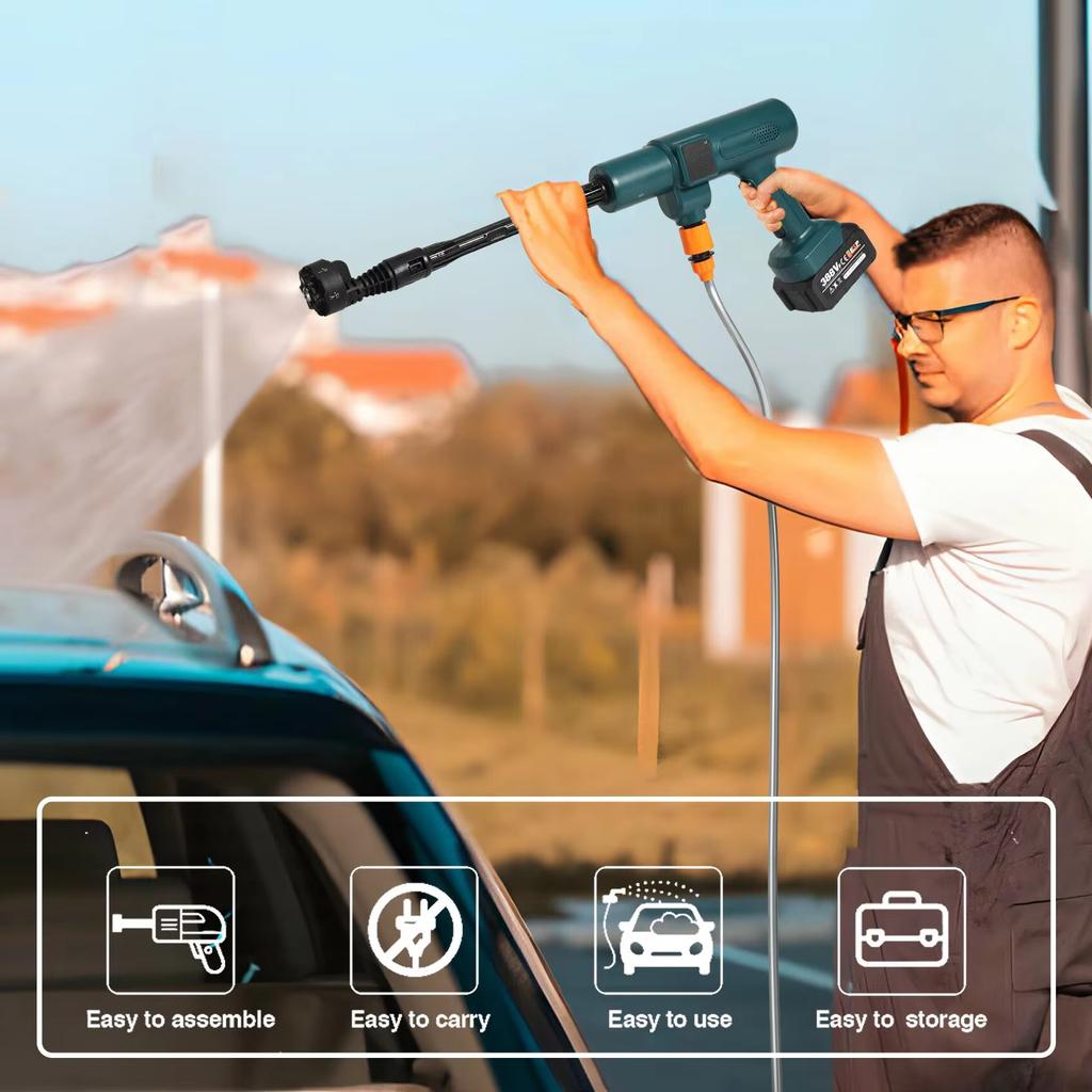 3500W 200Bar Brushless Electric High Pressure Washer Water Gun 6IN1 Cordless Car Washer Cleaning Garden For 21V 18V Battery