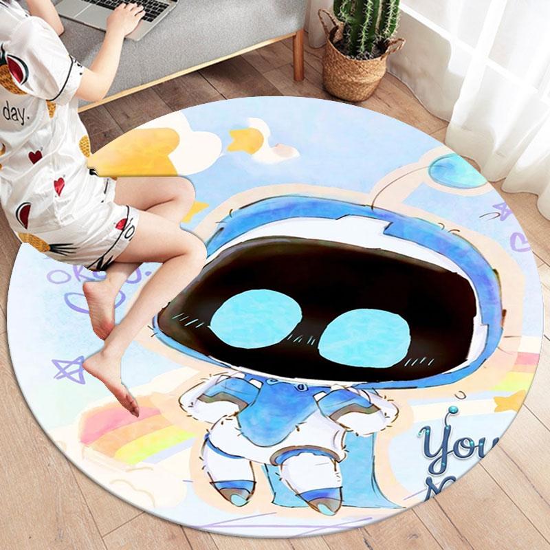 ASTRO BOT Custom Name Round Area Rug,Carpet Rug for Living Room Bedroom Sofa Playroom Decor,Non-slip Floor Mat
