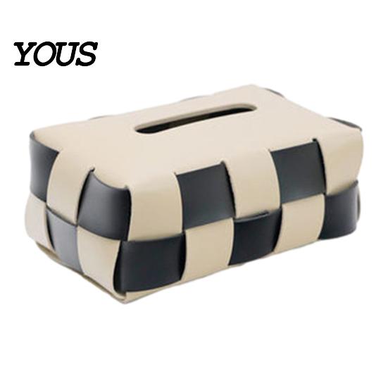 Artificial Leather Tissue Box Checkered Box, with Flip-Open Top, PU Holder, Stain-proof Holder Stain-Proof Facial Dispenser, for Bathroom Car