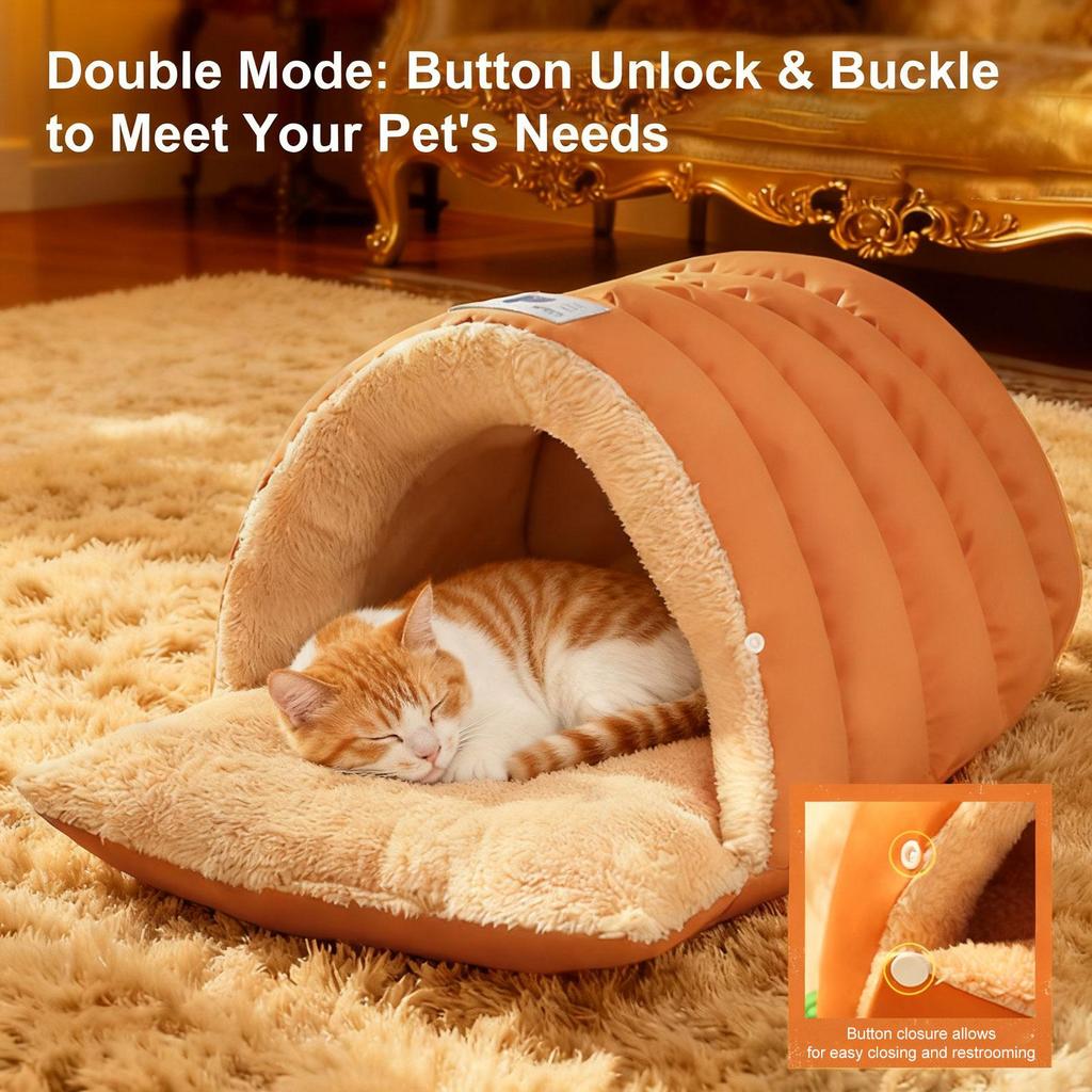 Dog Bed Soft Semi-Enclosed House Comfortable Pet Cave Sack For Kitten Doggy Sleeping Home Travel Living Room Bedroom Floor