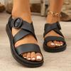 2025 Summer Flat Sandals Female Gladiator Open-toed Soft Jelly Sandals Women's Sponge Cake Non-slip Beach Shoes