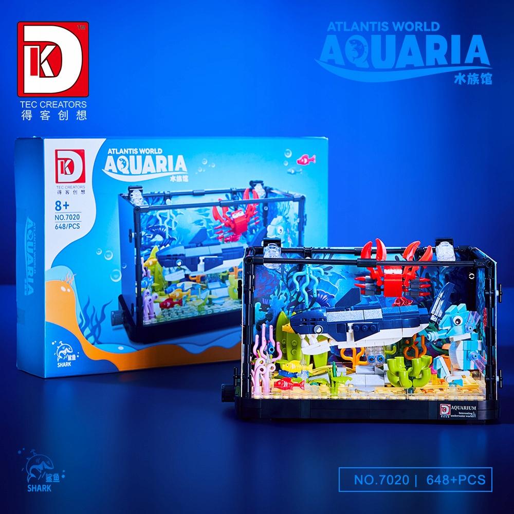 Aquarium Shark Crab Block Set With Fish Underwater World Led