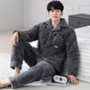 Winter Pajamas Men'S Fleece Thickened Three-Layer Padded Cotton Winter Coral Fleece Winter Warm Loungewear
