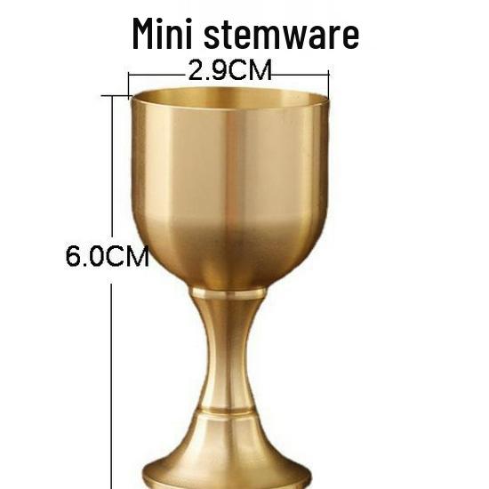 Retro Brass Baijiu Goblet Set - Antique Chinese Wine Glasses, Small Shot Offering.