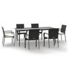 VidaXL Garden Dining Set and Cushions 7pcs Black Wicker 3185123