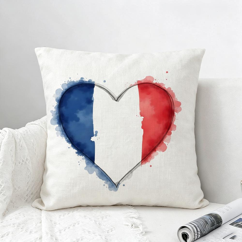 Flagge Frankreich Flagge Kissenbezug Natürliches Leinen Kissenbezug Set All-in-One Dekoration für Sofa Schlafzimmer Stuhl