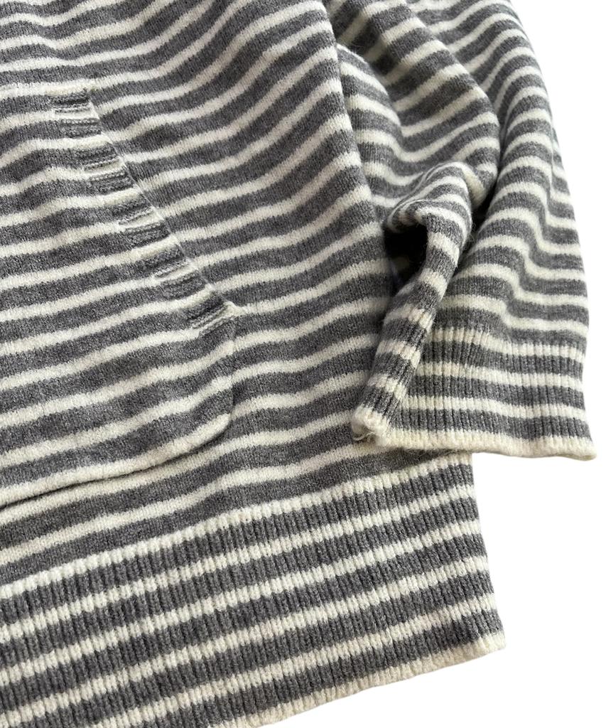 SK8ER ROCK Double Stars Stripe Knit Hood Zip-Up ((Gray))