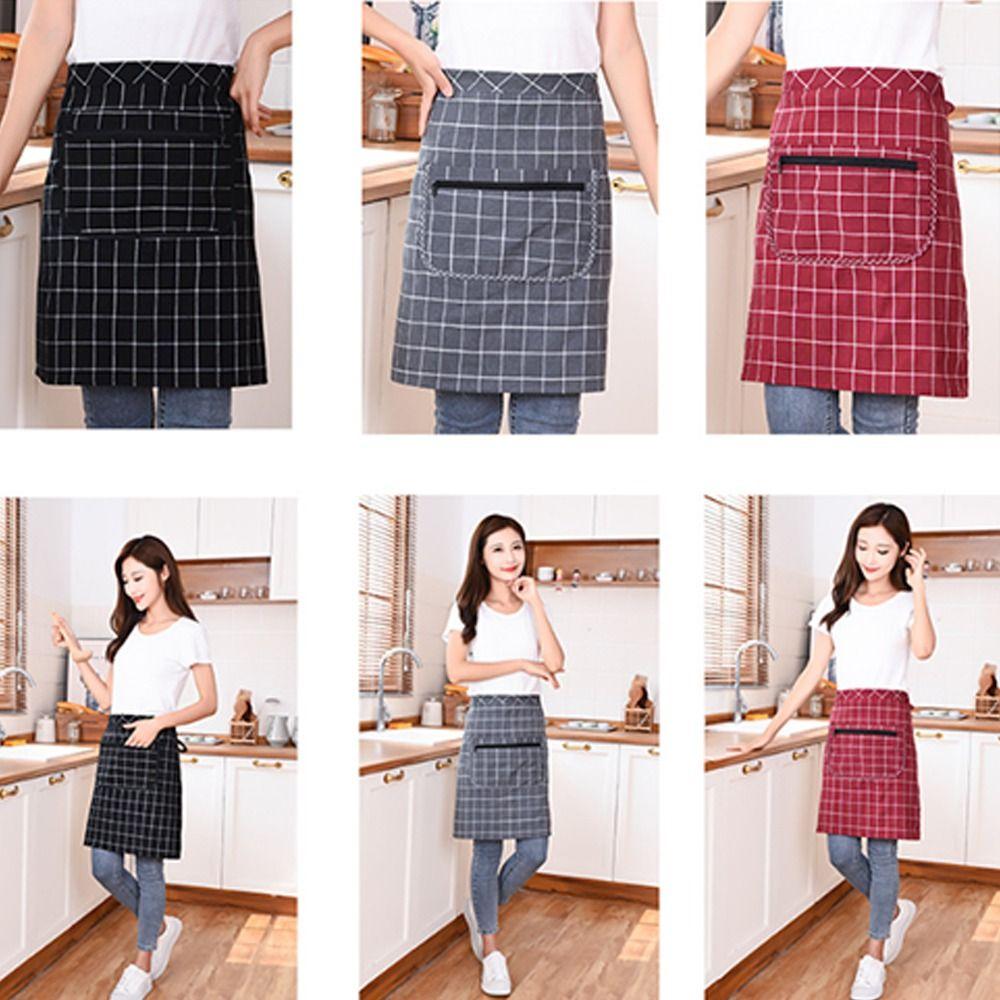 Bavlněná kuchyňská zástěra, prodyšná, do půli pasu, jednoduchá pracovní zástěra, domácí kuchyně