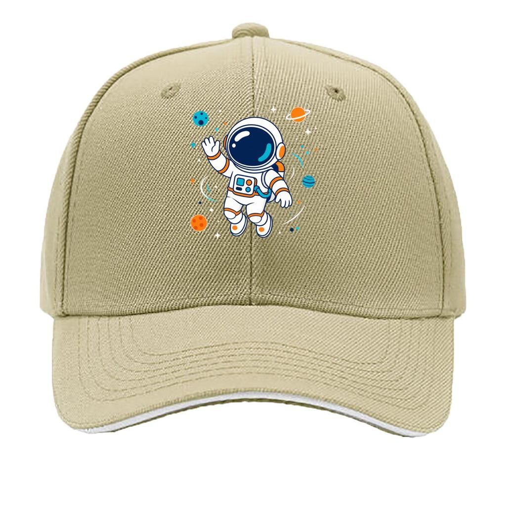 Playful Space Explorer Cartoon Badge Sandwich Baseball Cap Sun Cap Outdoor Workouts Hat