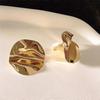 Punk Style Irregular Metal Clip-on Earrings - No Piercing, Circular Pleated Ear