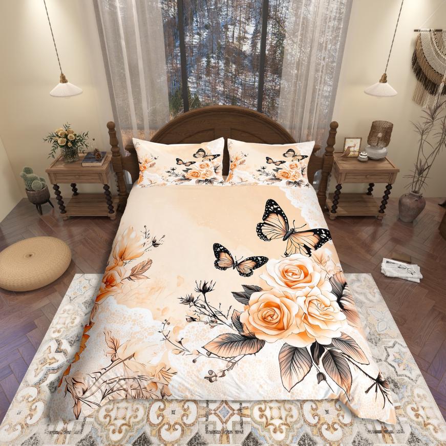 Comforter Homewish Chic Butterflies Cartoon Butterflirs Bedding Setpink Black Bed Set For Kidsluxury Bedroom Decor